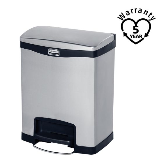Rubbermaid RVS Pedaalcontainer Front Step 30 Liter - Kleur naar Keuze - warranty