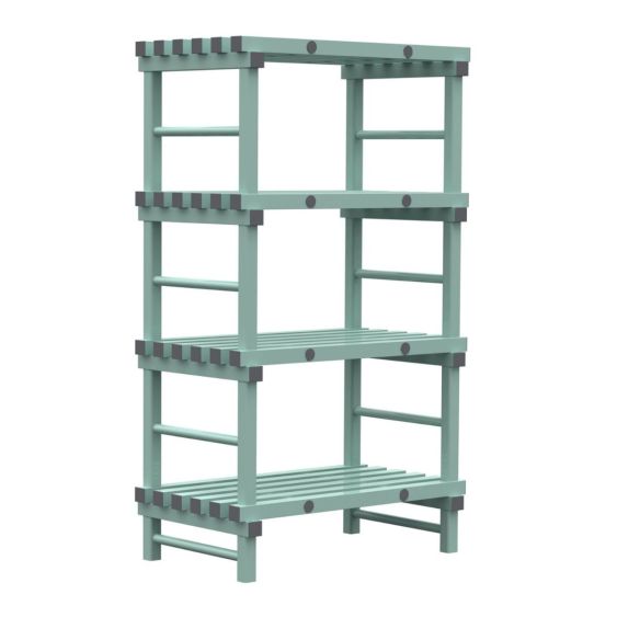 Kunststof Magazijnstelling 1750x600x1400 mm 4 niveau's groen met grijze doppen