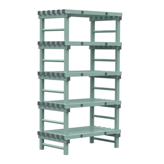 Kunststof Magazijnstelling 1450x600x1200 mm 5 niveau's groen met grijze doppen