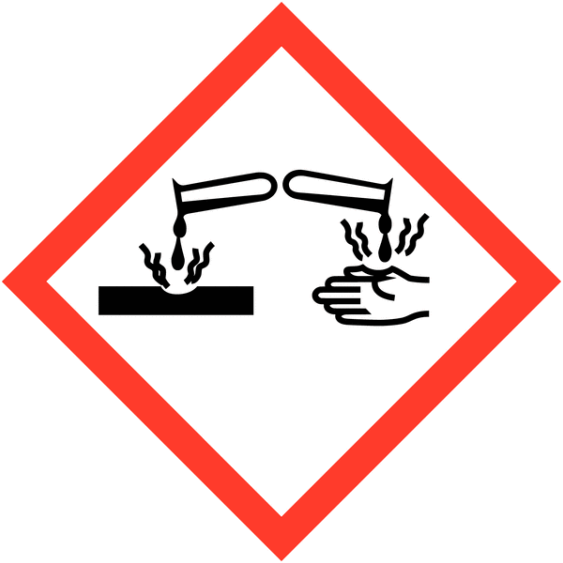 Gevaarsetiket GHS Corrosive 100 x 100 mm zelfklevend papier op rol - 1000 stuks