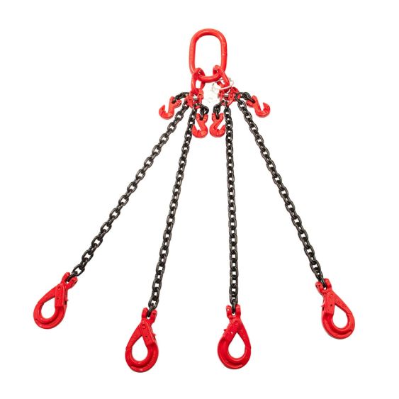 Hijsketting 4-sprong 8 mm met Veiligheidshaak en Inkorthaak 2 meter