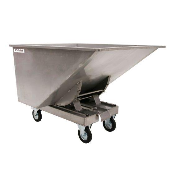 Kantelbak 900 liter met rubber wielen Roestvrij Staal